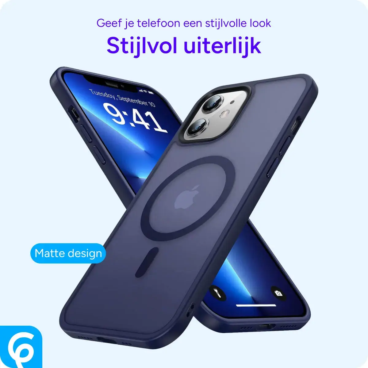 iPhone 12/ 12 Pro MagSafe Hoesje Blauw - Matte Back Cover met Magneet afbeelding 9