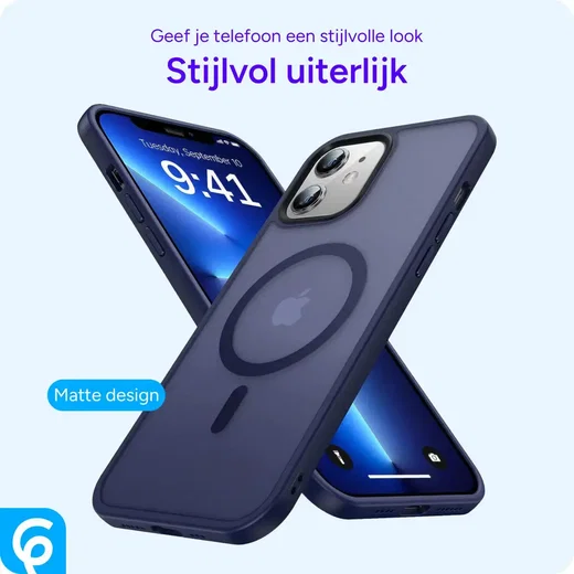iPhone 12/ 12 Pro MagSafe Hoesje Blauw - Matte Back Cover met Magneet afbeelding 9