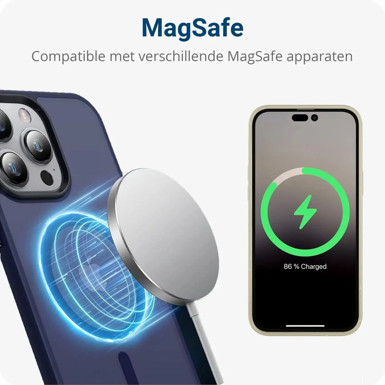 Apple iPhone 13 Pro Hoesje met MagSafe Back Cover Matte Blauw afbeelding 4