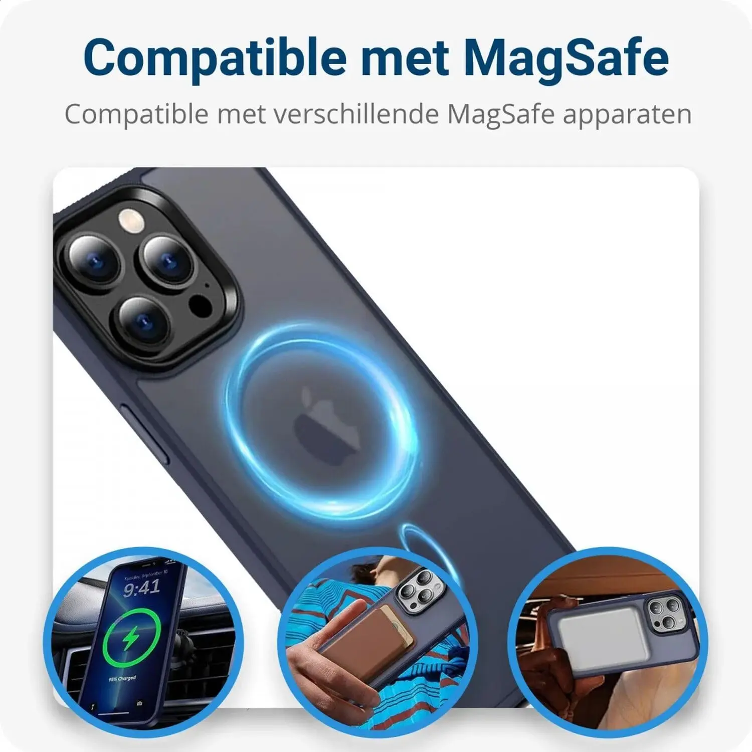 Apple iPhone 13 Pro Hoesje met MagSafe Back Cover Matte Blauw afbeelding 10