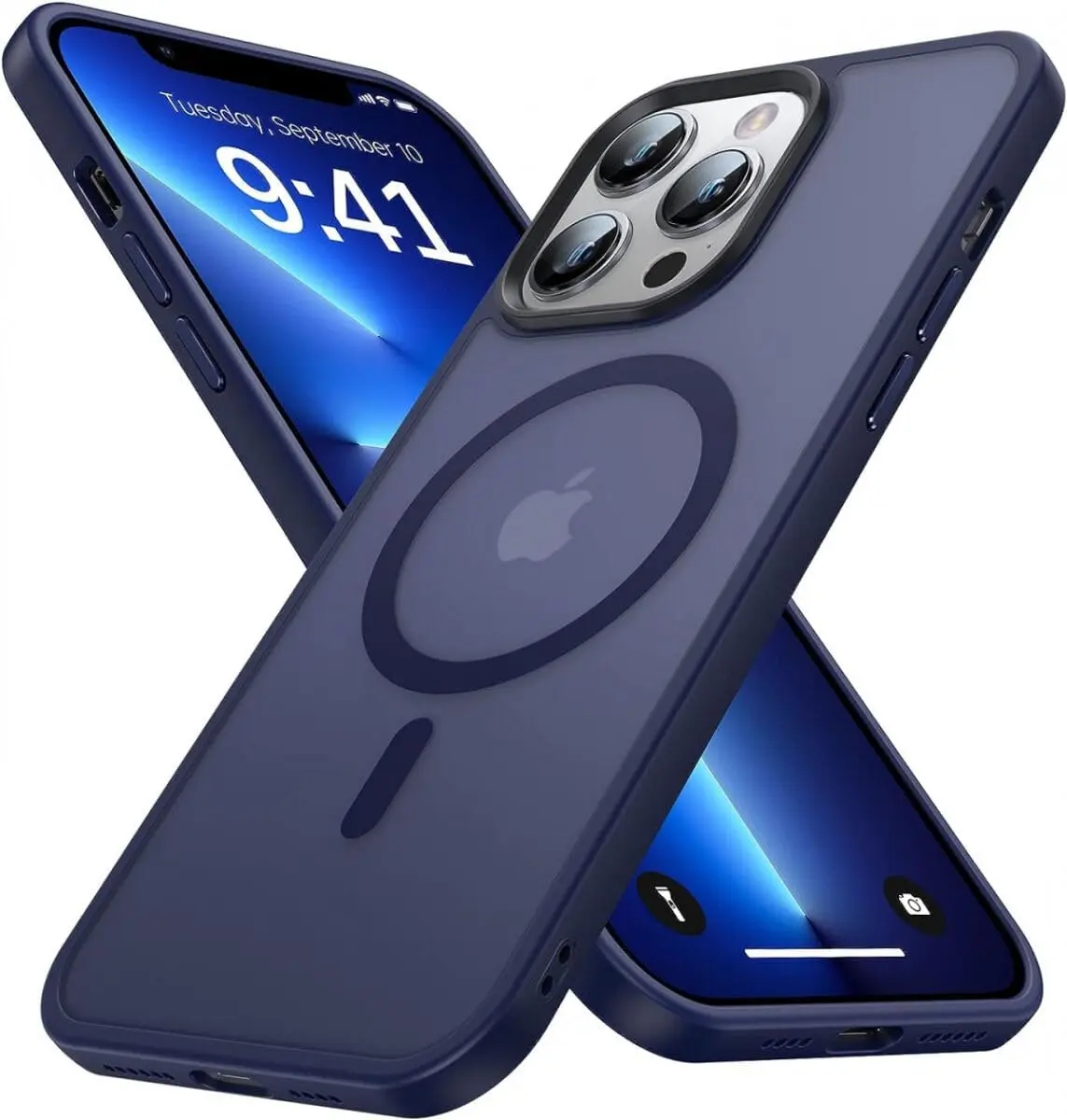 Apple iPhone 13 Pro Hoesje met MagSafe Back Cover Matte Blauw afbeelding 1