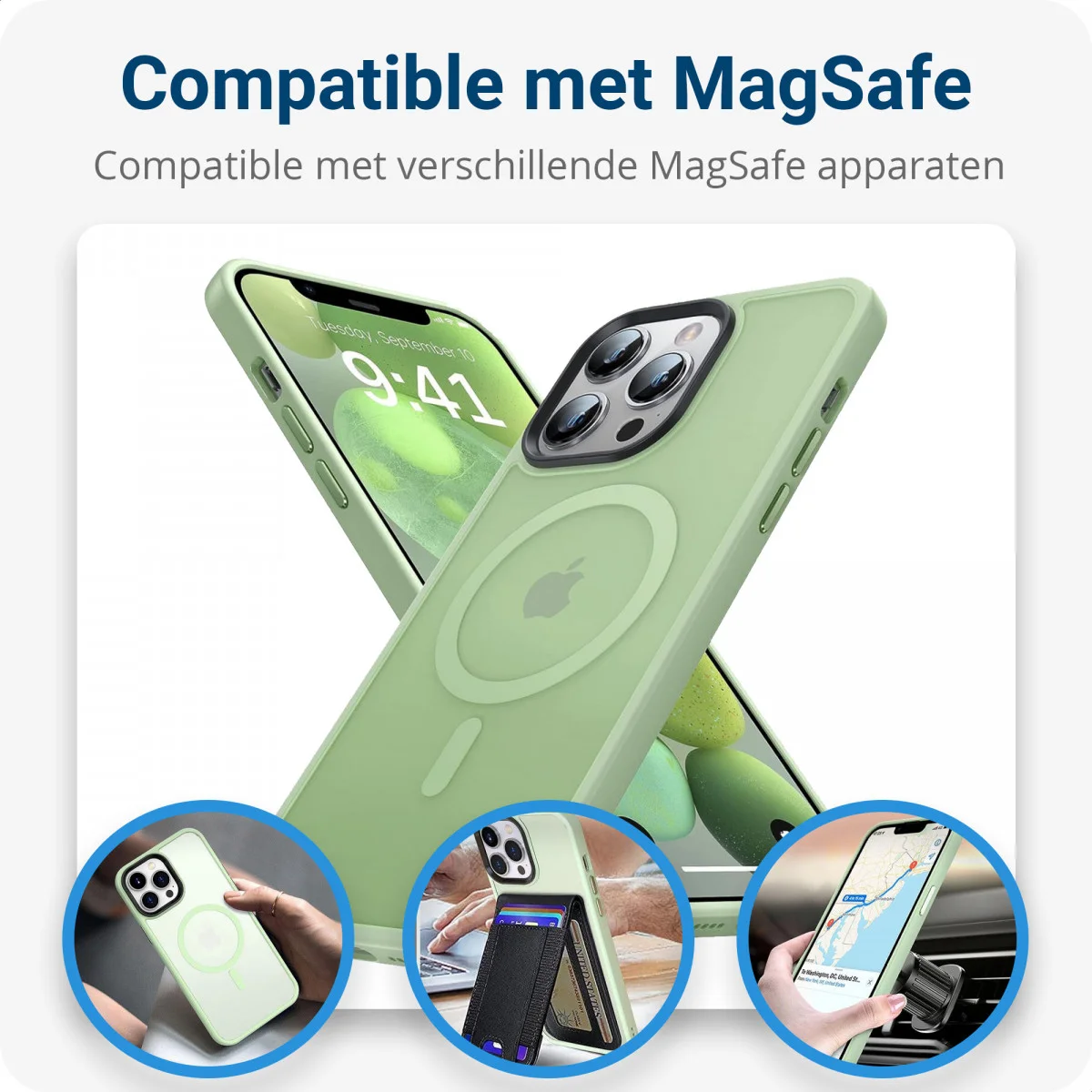 Apple iPhone 13 Pro Hoesje met MagSafe Back Cover Matte Groen afbeelding 8