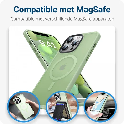 Apple iPhone 13 Pro Hoesje met MagSafe Back Cover Matte Groen afbeelding 8