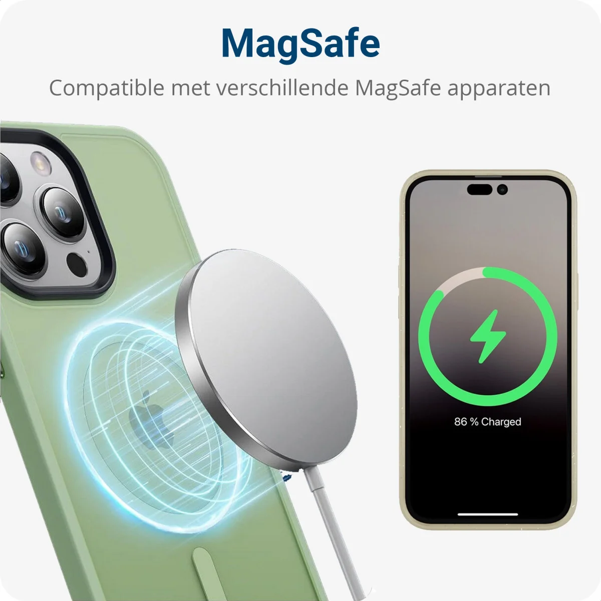 Apple iPhone 13 Pro Hoesje met MagSafe Back Cover Matte Groen afbeelding 4