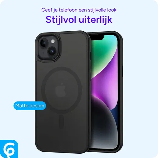 Apple iPhone 14 Hoesje met MagSafe Back Cover Matte Zwart afbeelding 7