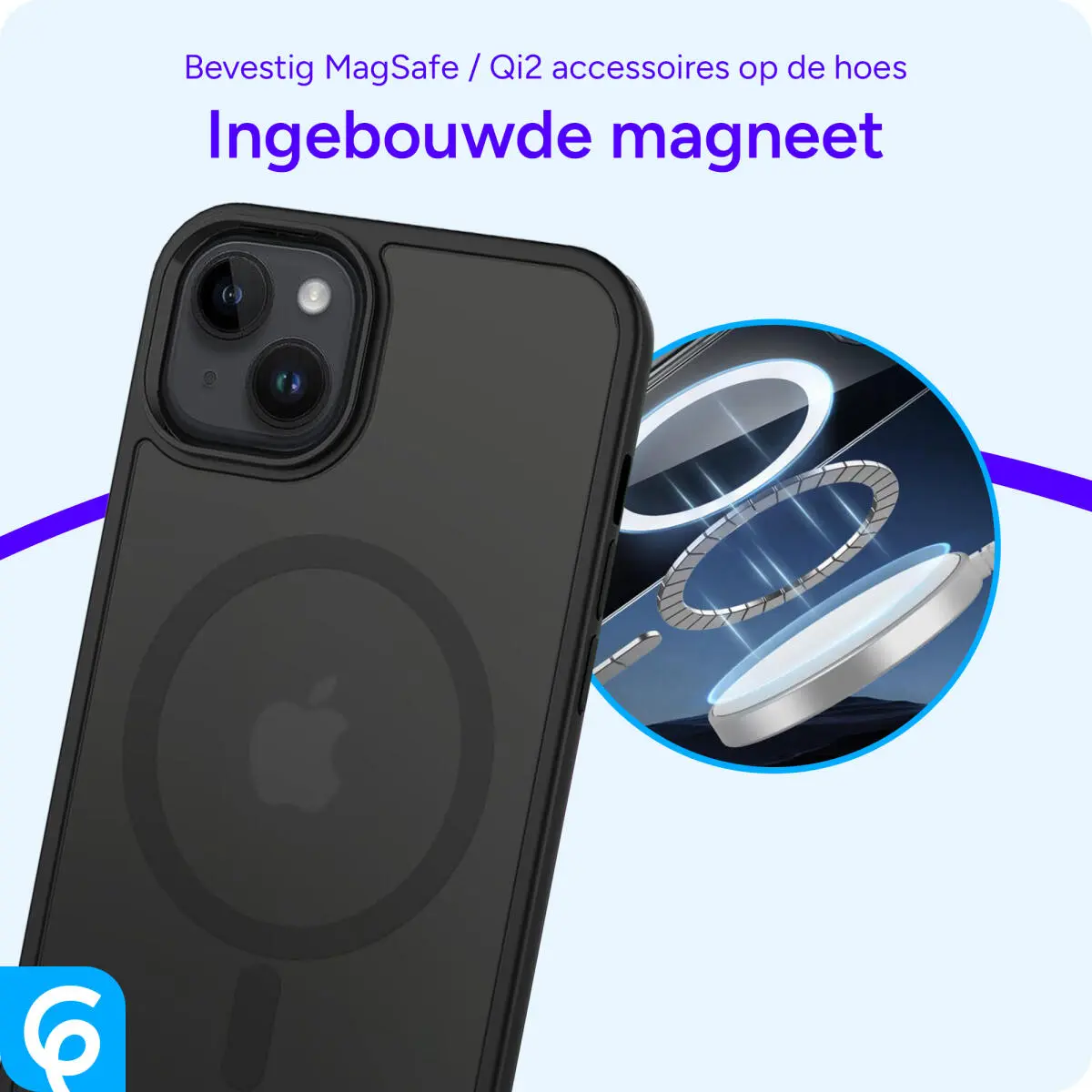 Apple iPhone 14 Hoesje met MagSafe Back Cover Matte Zwart afbeelding 4