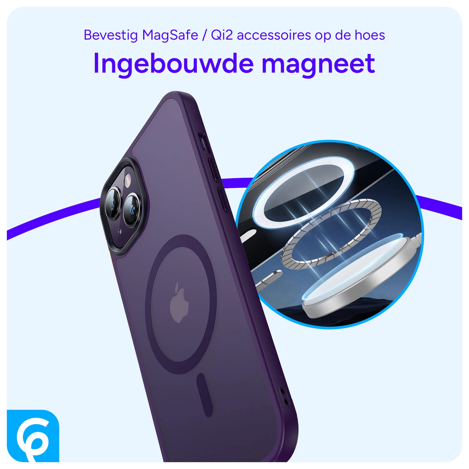 Apple iPhone 14 Hoesje met MagSafe Back Cover Matte Paars afbeelding 4