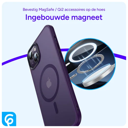 Apple iPhone 14 Hoesje met MagSafe Back Cover Matte Paars afbeelding 4