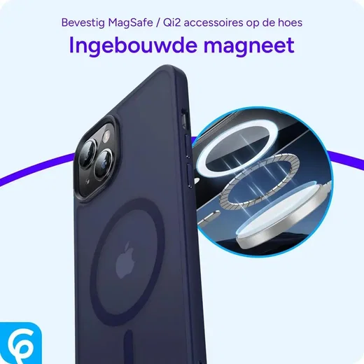 Apple iPhone 14 Hoesje met MagSafe Back Cover Matte Donkerblauw afbeelding 4