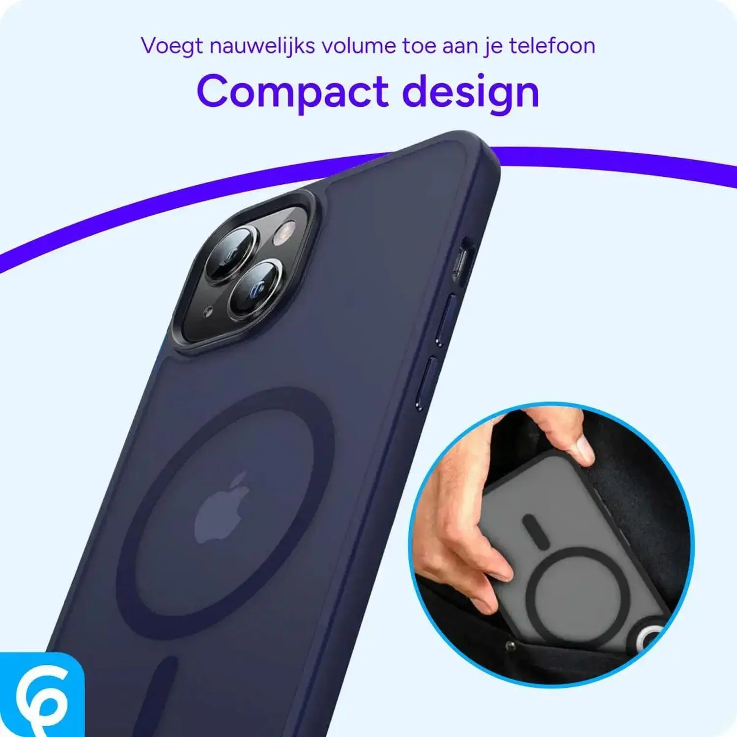 Apple iPhone 14 Hoesje met MagSafe Back Cover Matte Donkerblauw afbeelding 8