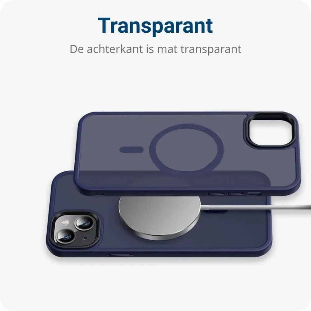Apple iPhone 14 Hoesje met MagSafe Back Cover Matte Donkerblauw afbeelding 10