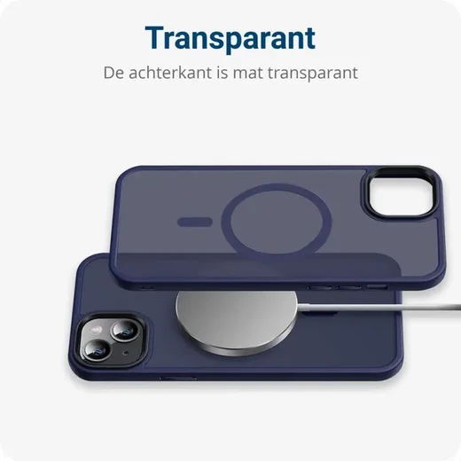 Apple iPhone 14 Hoesje met MagSafe Back Cover Matte Donkerblauw afbeelding 10