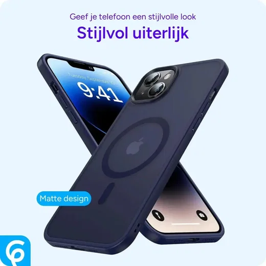 Apple iPhone 14 Hoesje met MagSafe Back Cover Matte Donkerblauw afbeelding 7