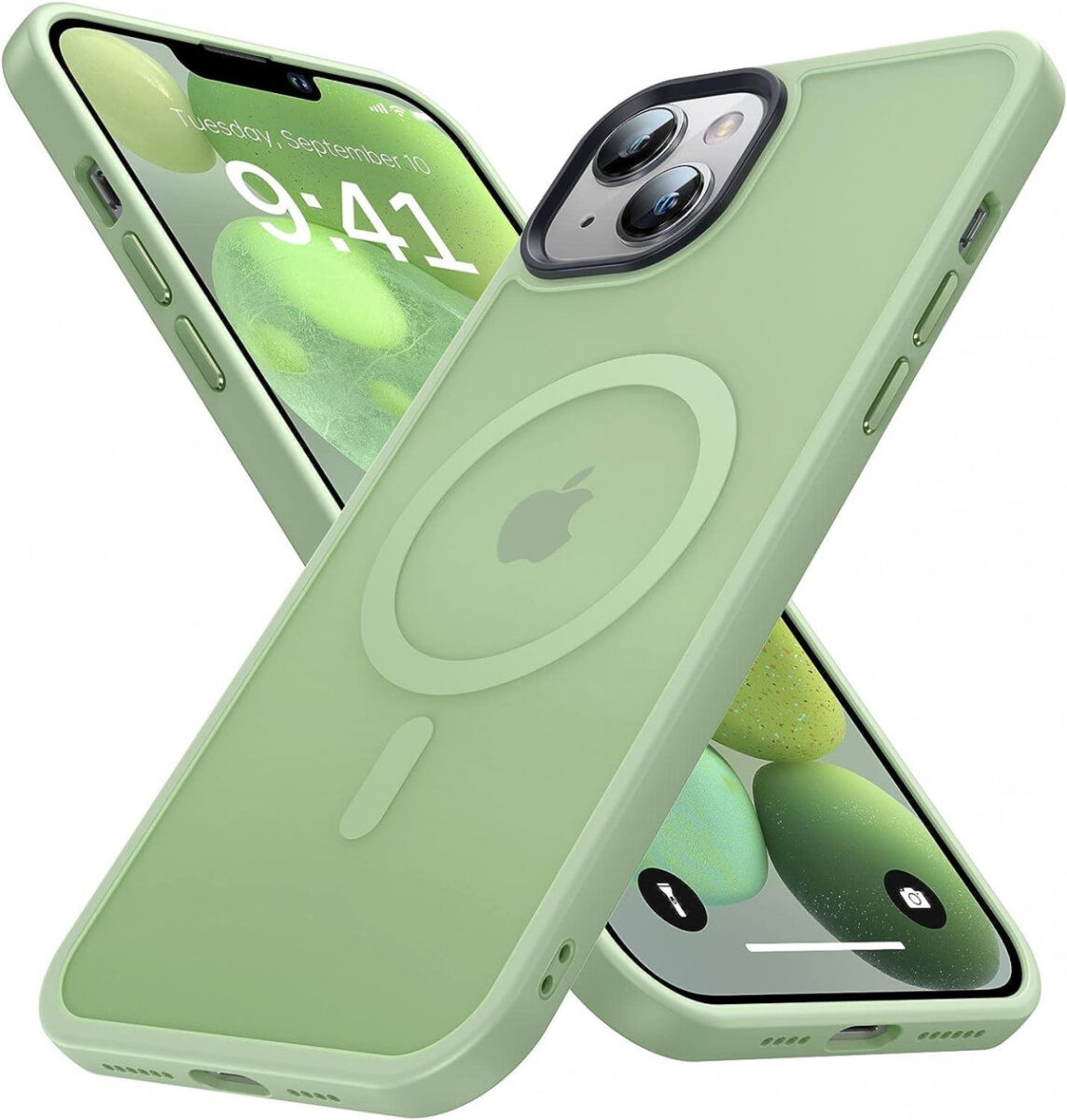 Apple iPhone 14 Hoesje met MagSafe Back Cover Matte Groen afbeelding 1