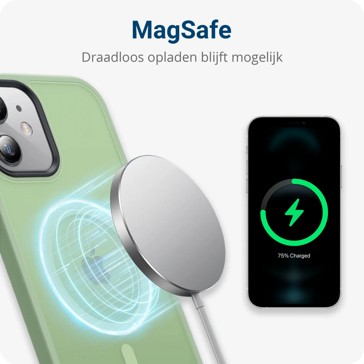 Apple iPhone 14 Hoesje met MagSafe Back Cover Matte Groen afbeelding 4