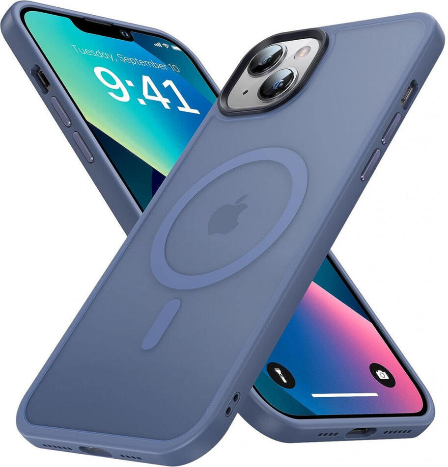 Apple iPhone 14 Hoesje met MagSafe Back Cover Matte Blauw afbeelding 1