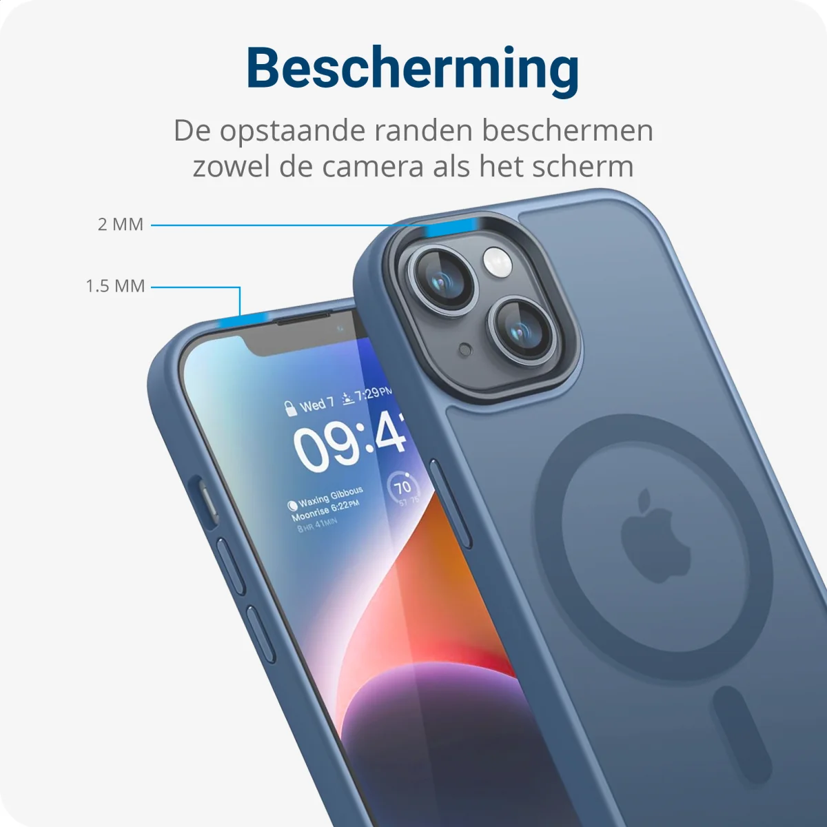 Apple iPhone 14 Hoesje met MagSafe Back Cover Matte Blauw afbeelding 7