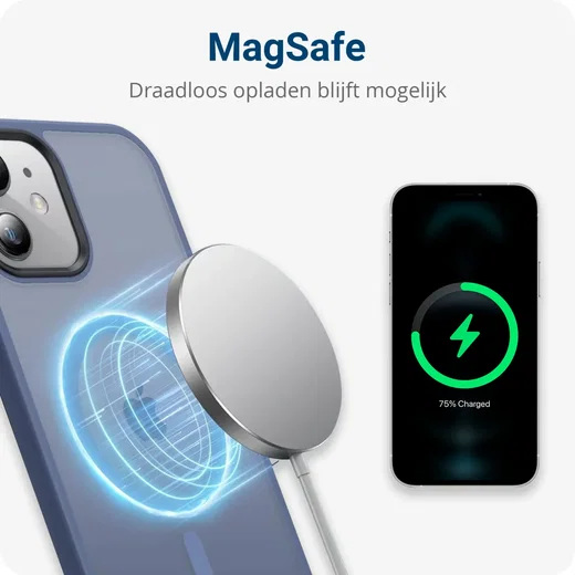 Apple iPhone 14 Hoesje met MagSafe Back Cover Matte Blauw afbeelding 4