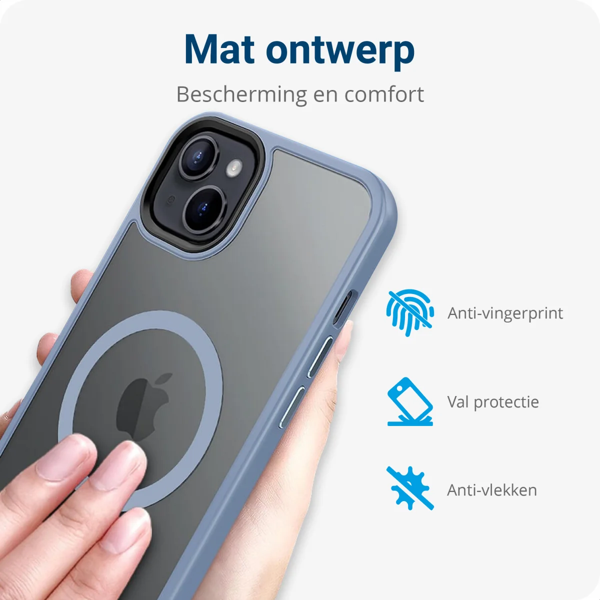 Apple iPhone 14 Hoesje met MagSafe Back Cover Matte Blauw afbeelding 5