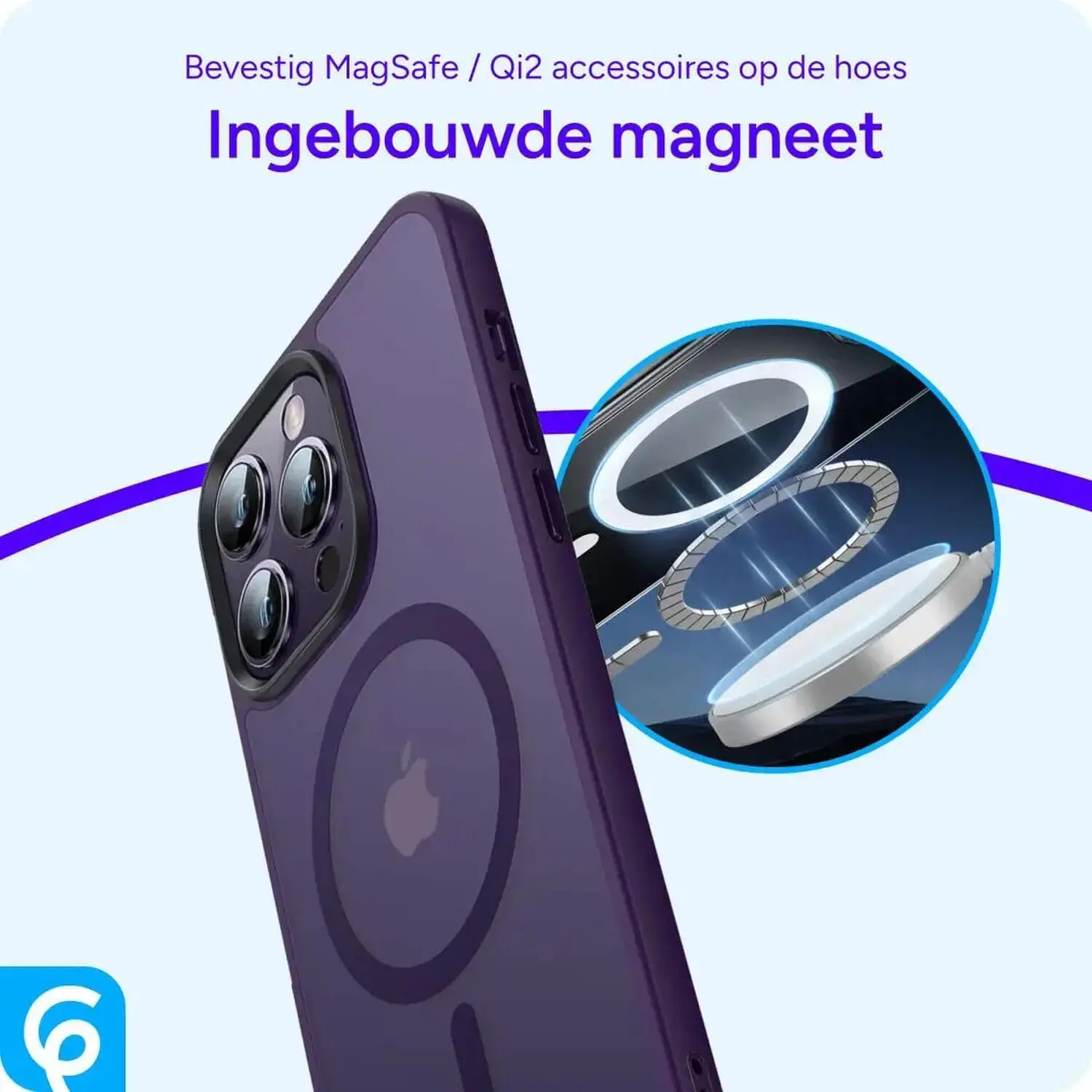 Apple iPhone 14 Pro Hoesje met MagSafe Back Cover Matte Paars afbeelding 8