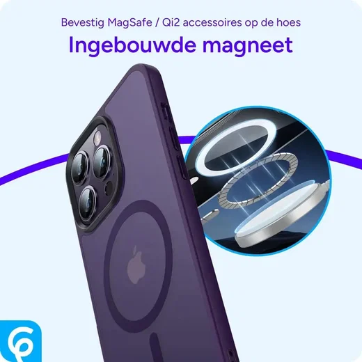 Apple iPhone 14 Pro Hoesje met MagSafe Back Cover Matte Paars afbeelding 8