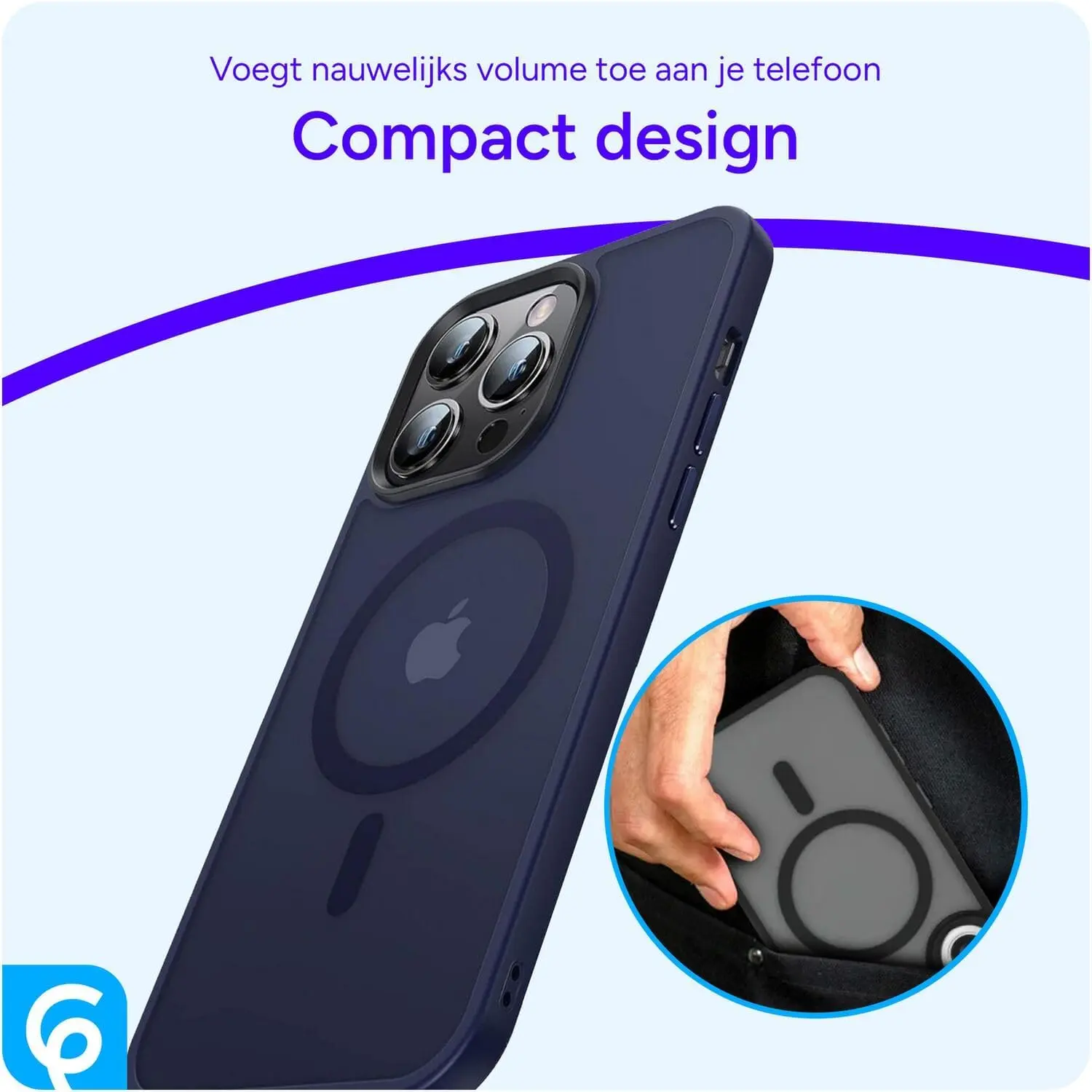 Apple iPhone 14 Pro Hoesje met MagSafe Back Cover Matte Donkerblauw afbeelding 10