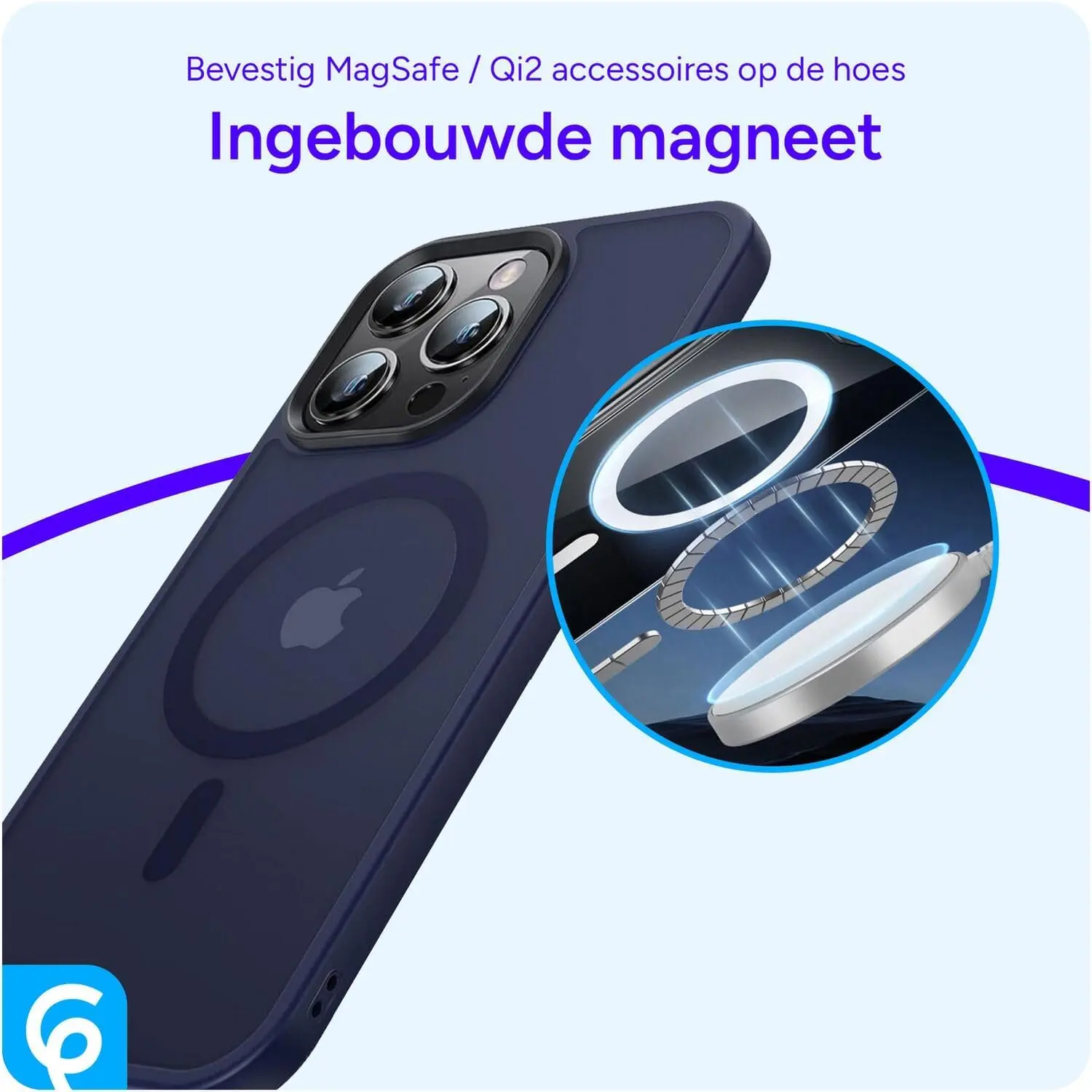 Apple iPhone 14 Pro Hoesje met MagSafe Back Cover Matte Donkerblauw afbeelding 7