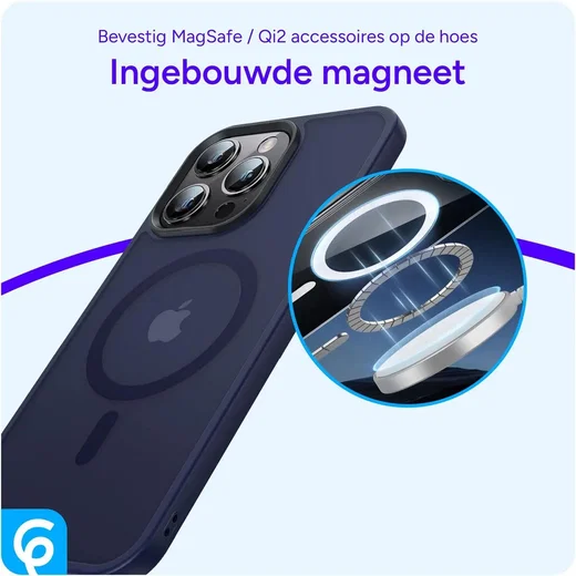 Apple iPhone 14 Pro Hoesje met MagSafe Back Cover Matte Donkerblauw afbeelding 7