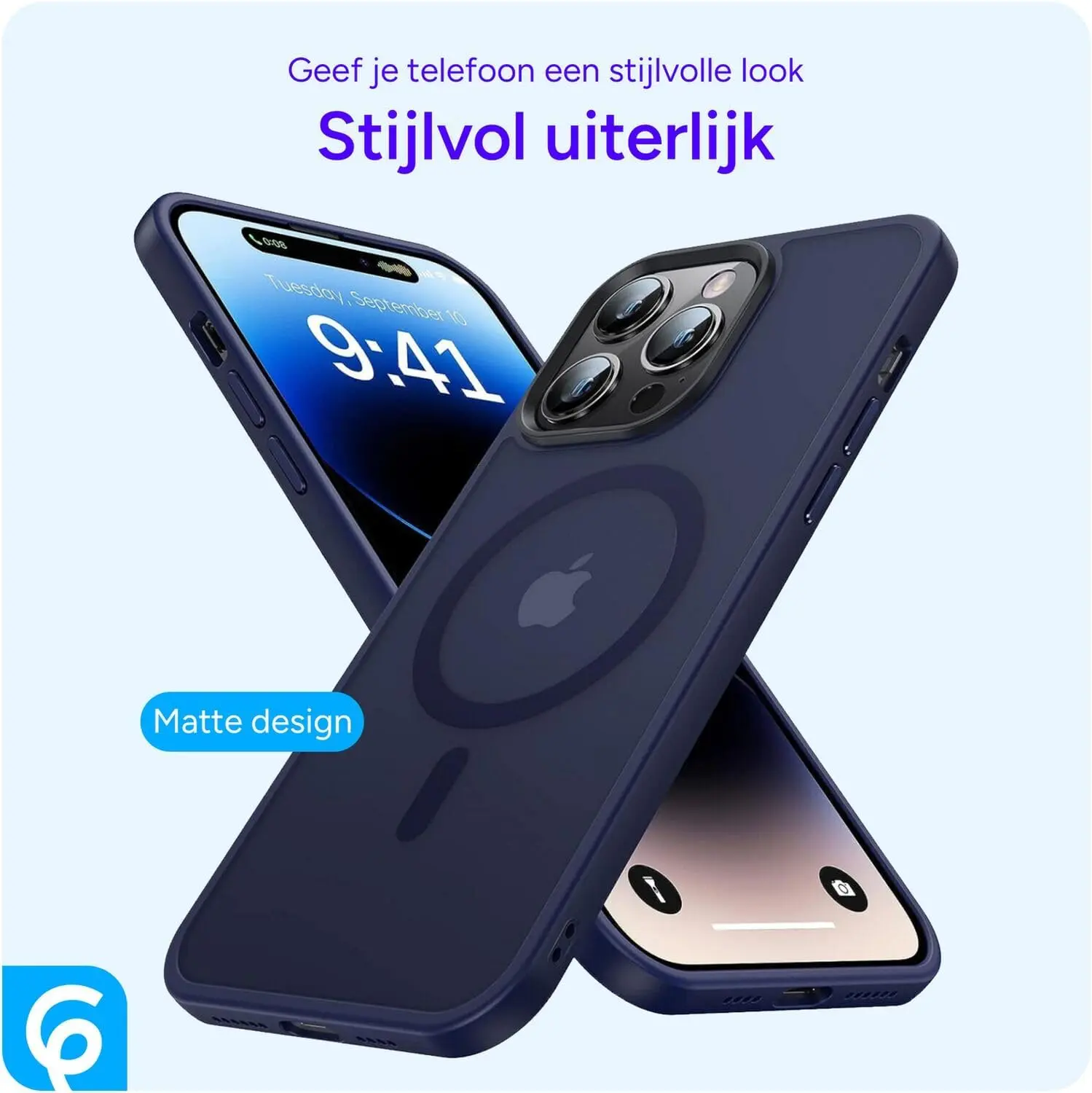 Apple iPhone 14 Pro Hoesje met MagSafe Back Cover Matte Donkerblauw afbeelding 4