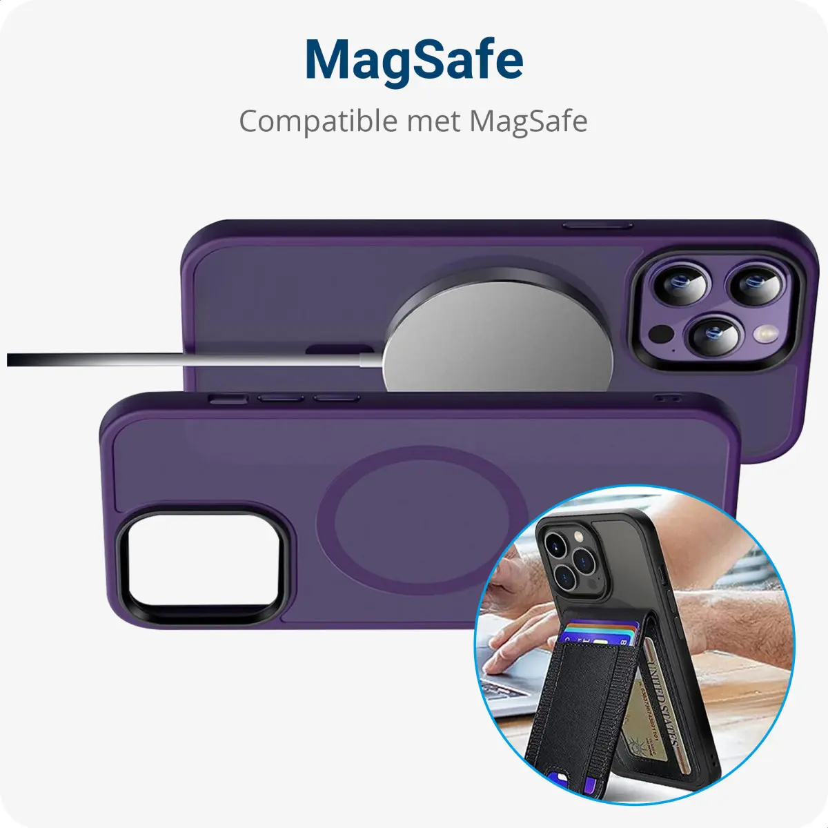Apple iPhone 14 Pro Max Hoesje met MagSafe Back Cover Matte Paars afbeelding 4