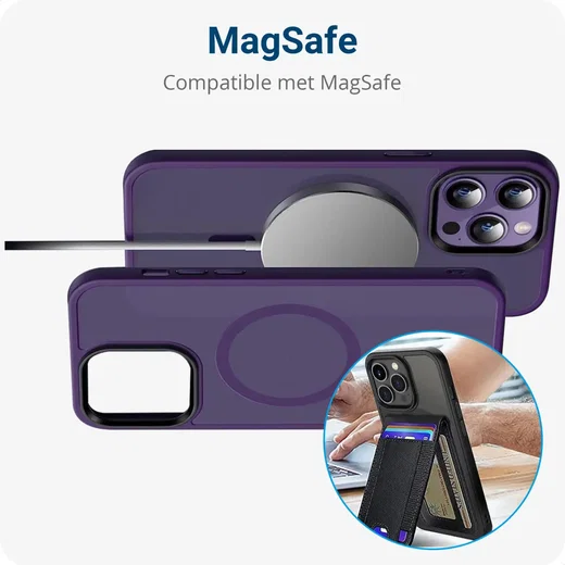 Apple iPhone 14 Pro Max Hoesje met MagSafe Back Cover Matte Paars afbeelding 4