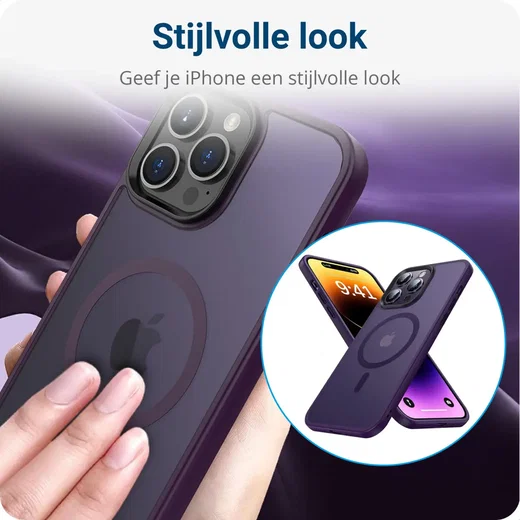 Apple iPhone 14 Pro Max Hoesje met MagSafe Back Cover Matte Paars afbeelding 7