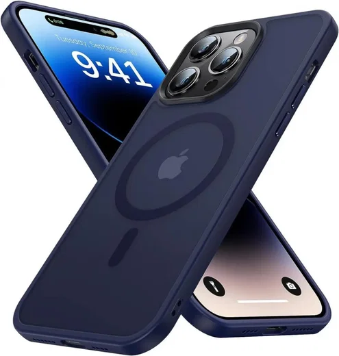 Apple iPhone 14 Pro Max Hoesje met MagSafe Back Cover Matte Donkerblauw afbeelding 1