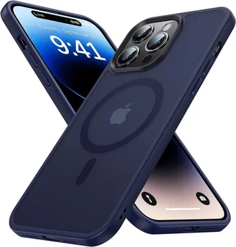 Apple iPhone 14 Pro Max Hoesje met MagSafe Back Cover Matte Donkerblauw