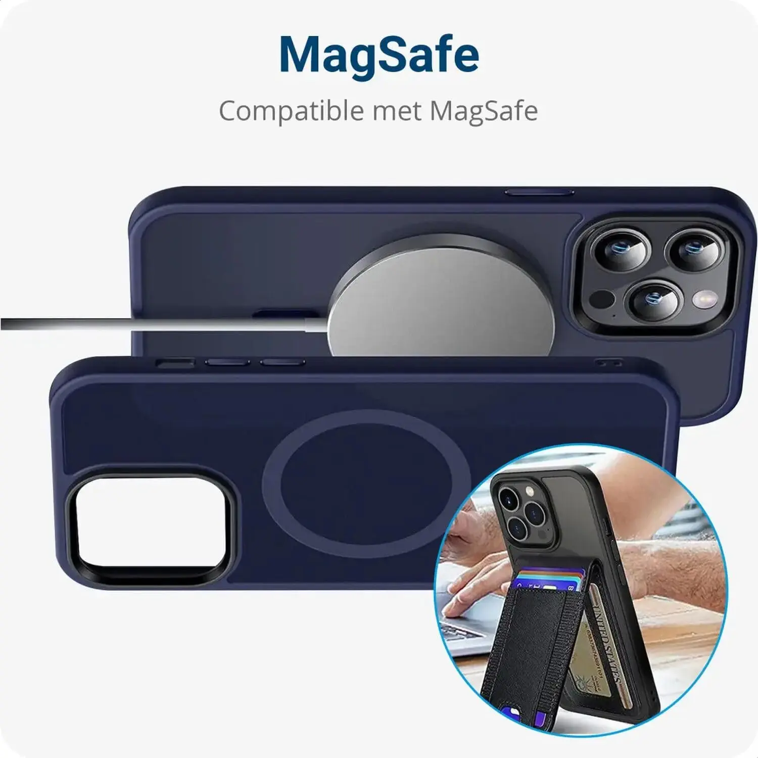 Apple iPhone 14 Pro Max Hoesje met MagSafe Back Cover Matte Donkerblauw afbeelding 9