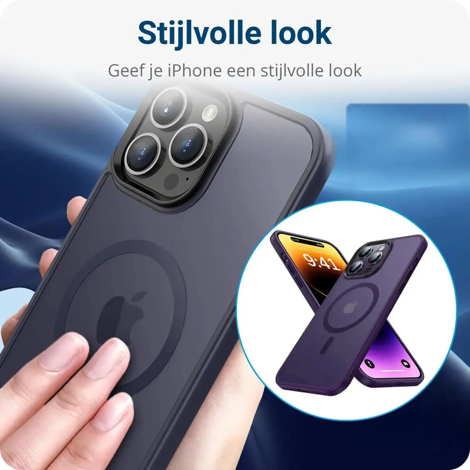 Apple iPhone 14 Pro Max Hoesje met MagSafe Back Cover Matte Donkerblauw afbeelding 7