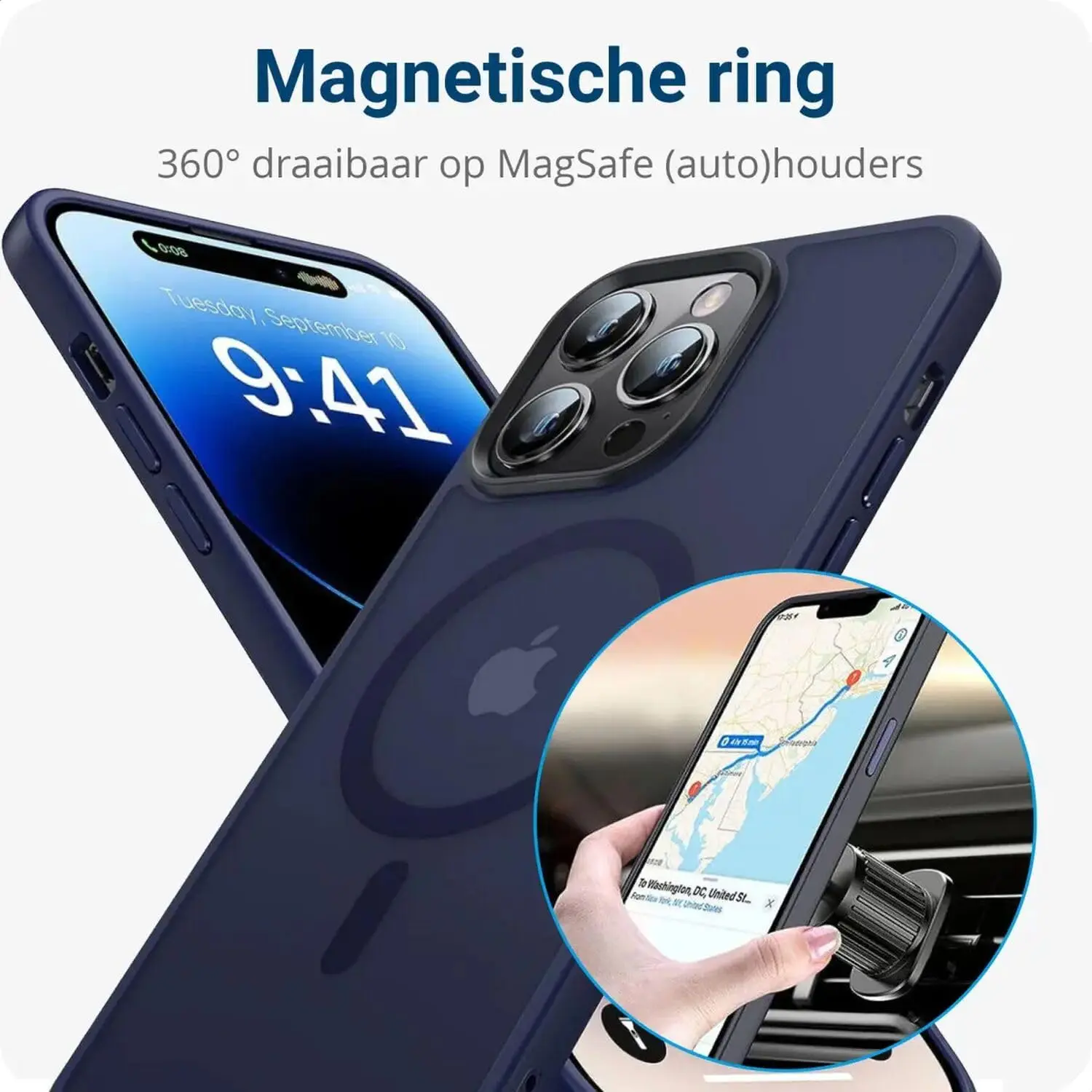 Apple iPhone 14 Pro Max Hoesje met MagSafe Back Cover Matte Donkerblauw afbeelding 4