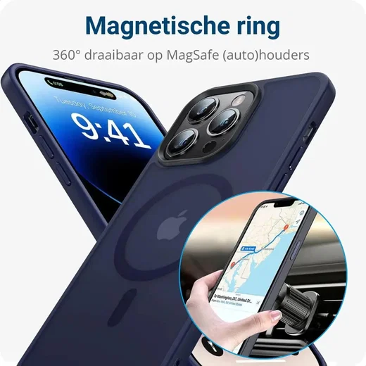 Apple iPhone 14 Pro Max Hoesje met MagSafe Back Cover Matte Donkerblauw afbeelding 4