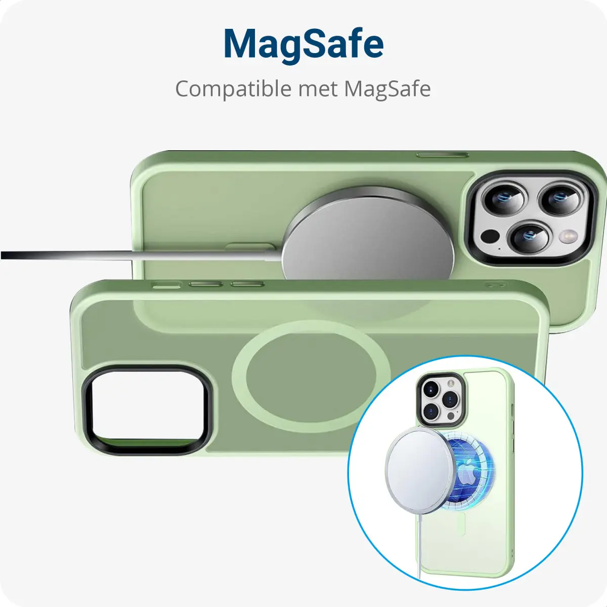 Apple iPhone 14 Pro Max Hoesje met MagSafe Back Cover Matte Groen afbeelding 2