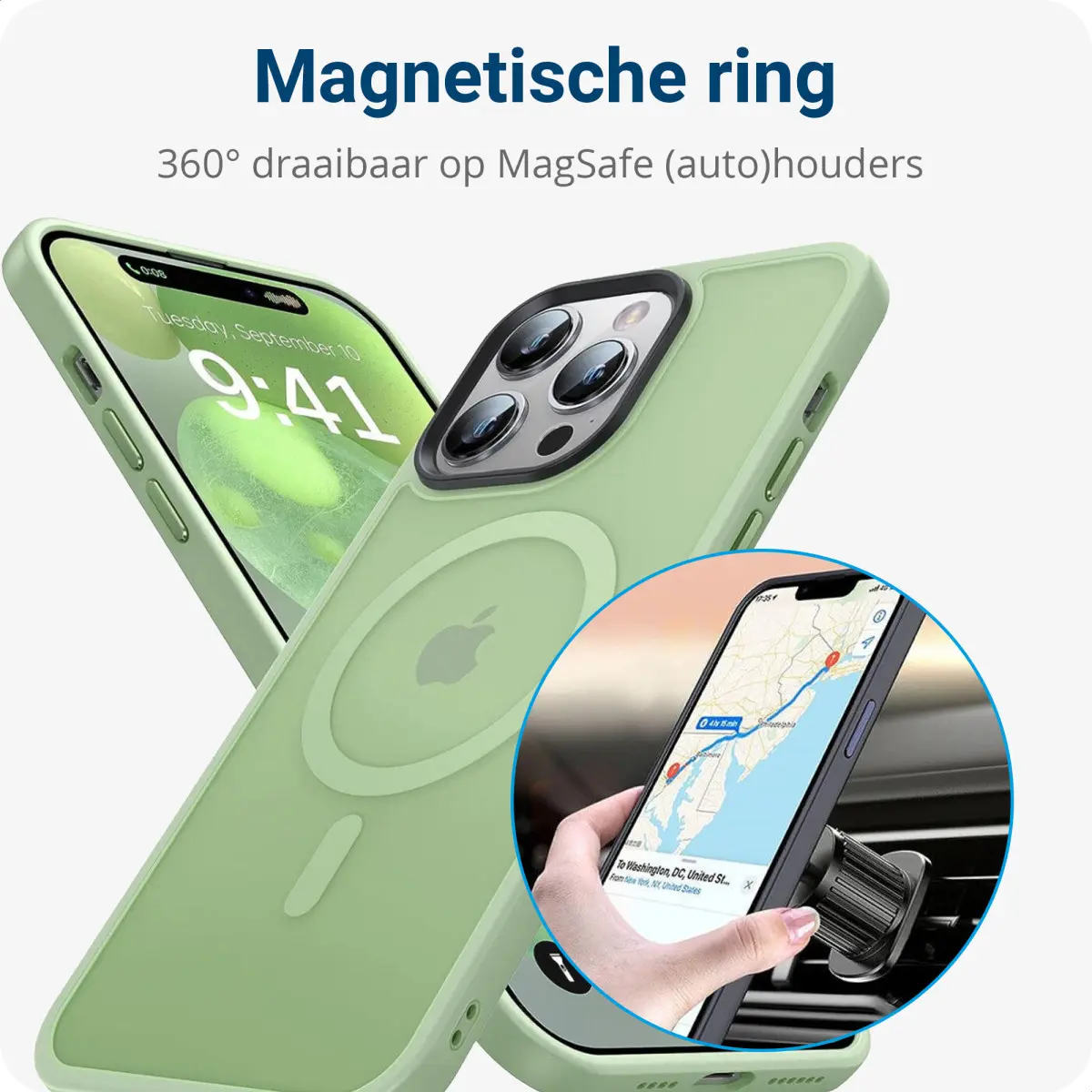 Apple iPhone 14 Pro Max Hoesje met MagSafe Back Cover Matte Groen afbeelding 5
