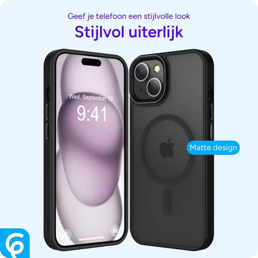 Apple iPhone 15 Hoesje met MagSafe Back Cover Matte Zwart afbeelding 8
