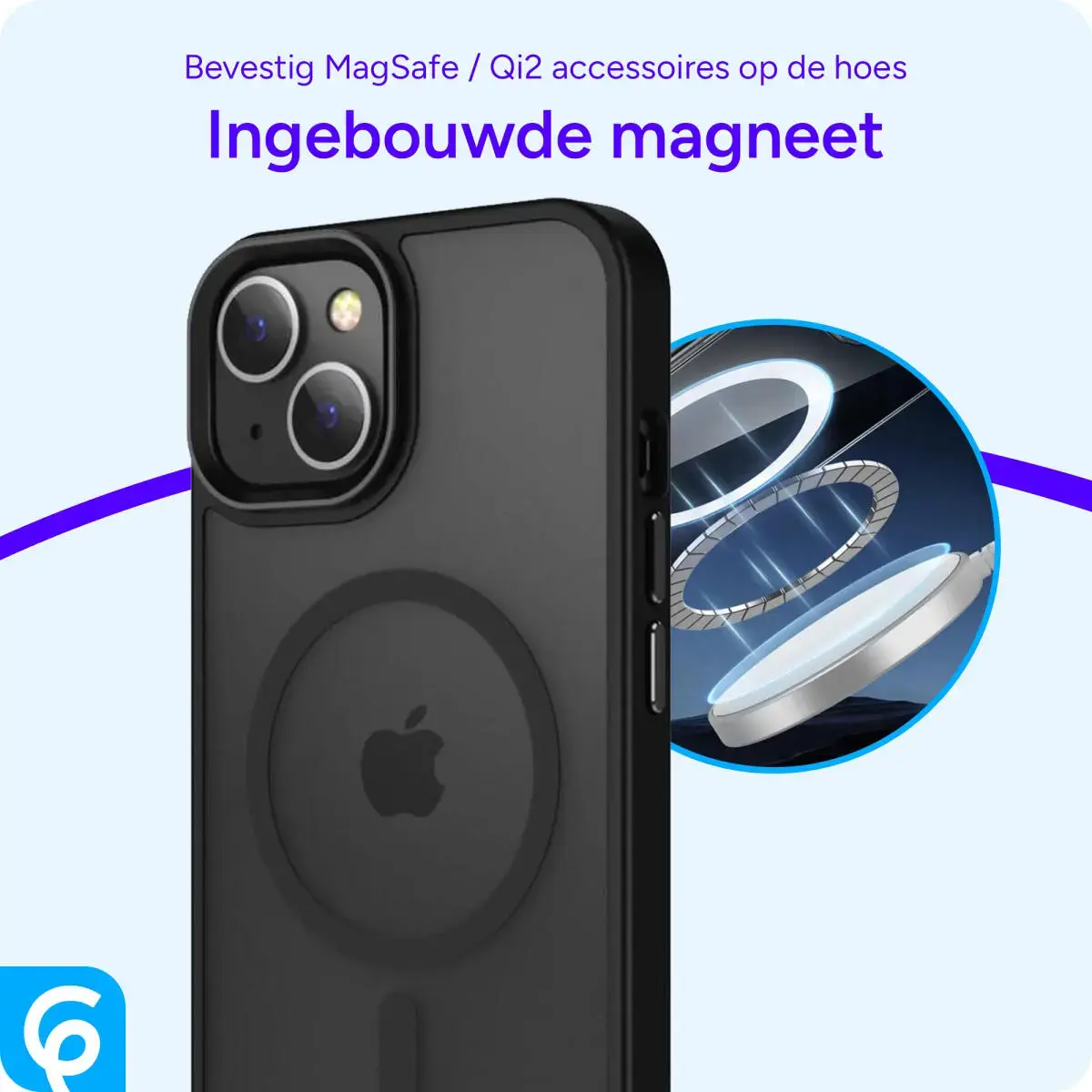 Apple iPhone 15 Hoesje met MagSafe Back Cover Matte Zwart afbeelding 10