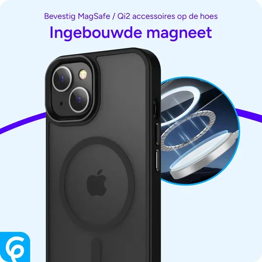 Apple iPhone 15 Hoesje met MagSafe Back Cover Matte Zwart afbeelding 10