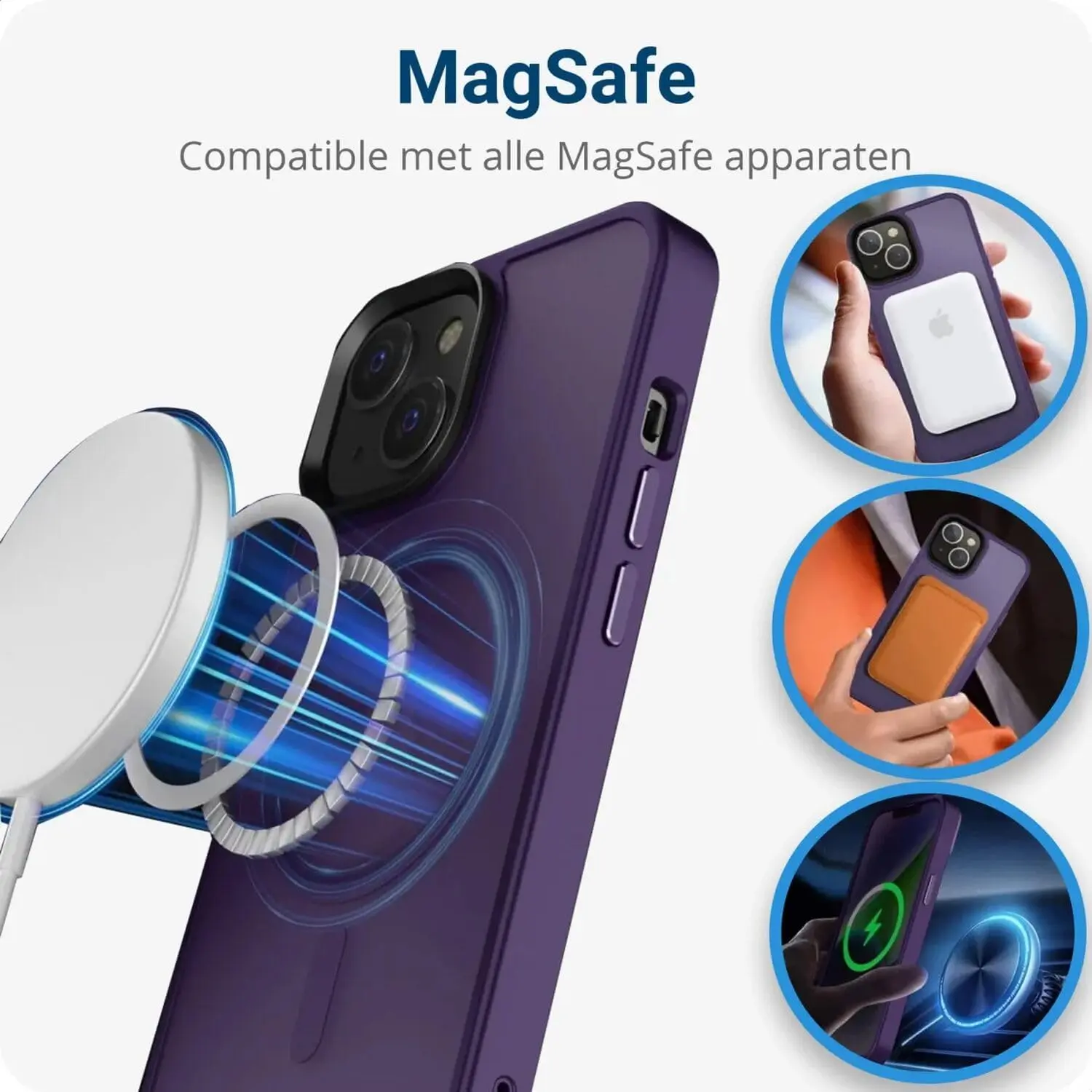 Apple iPhone 15 Hoesje met MagSafe Back Cover Matte Paars afbeelding 5