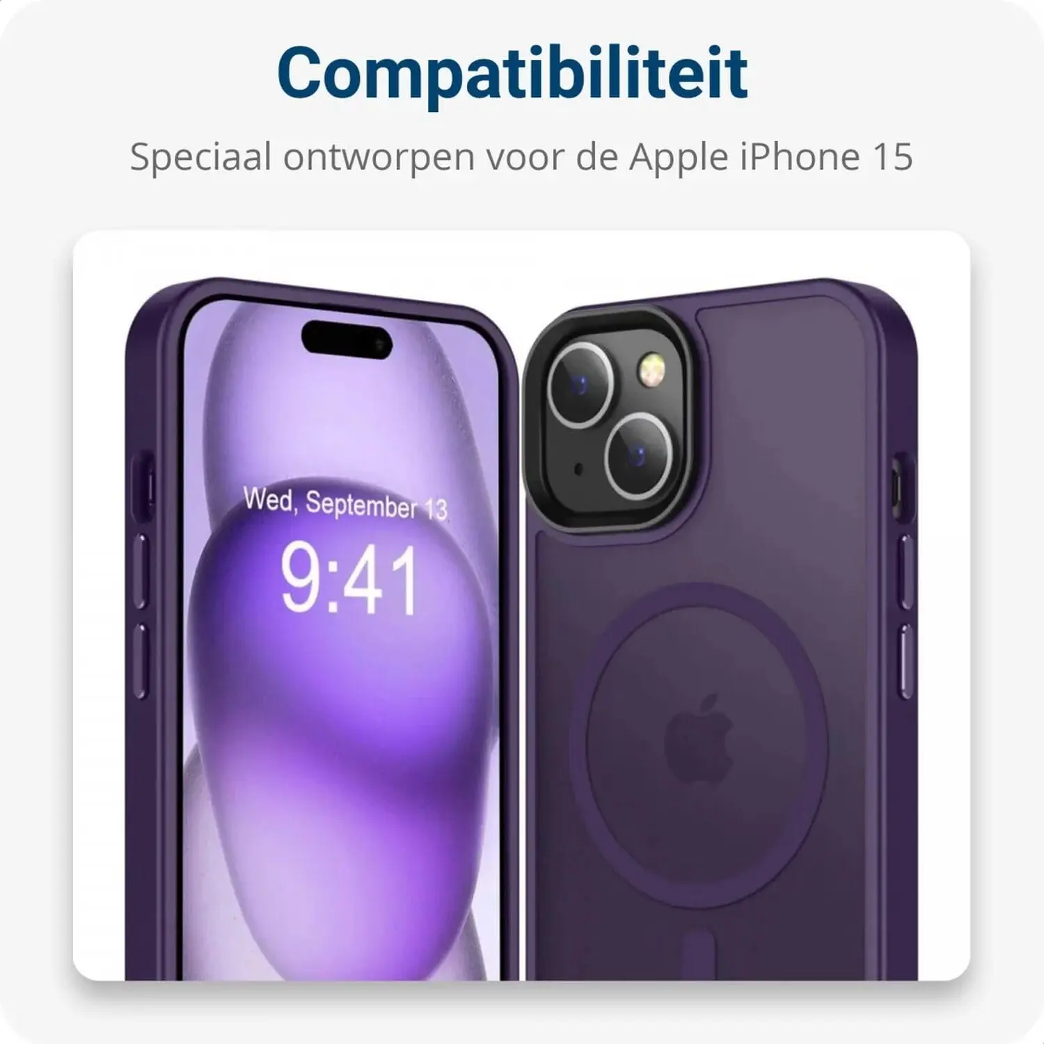 Apple iPhone 15 Hoesje met MagSafe Back Cover Matte Paars afbeelding 8