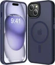 Apple iPhone 15 Hoesje met MagSafe Back Cover Matte Donkerblauw
