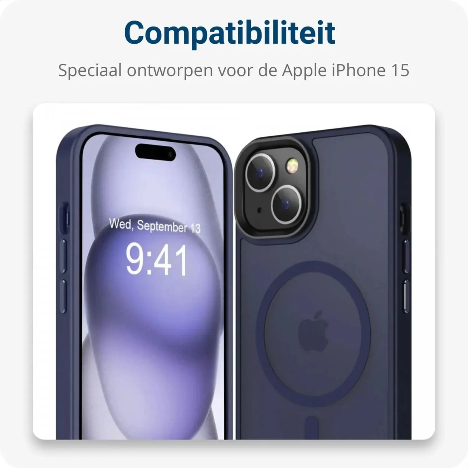 Apple iPhone 15 Hoesje met MagSafe Back Cover Matte Donkerblauw afbeelding 8