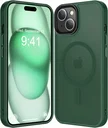 Apple iPhone 15 Hoesje met MagSafe Back Cover Matte Donkergroen