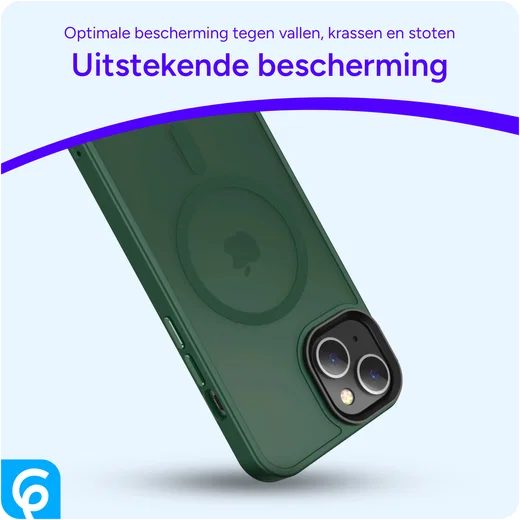 Apple iPhone 15 Hoesje met MagSafe Back Cover Matte Donkergroen afbeelding 7