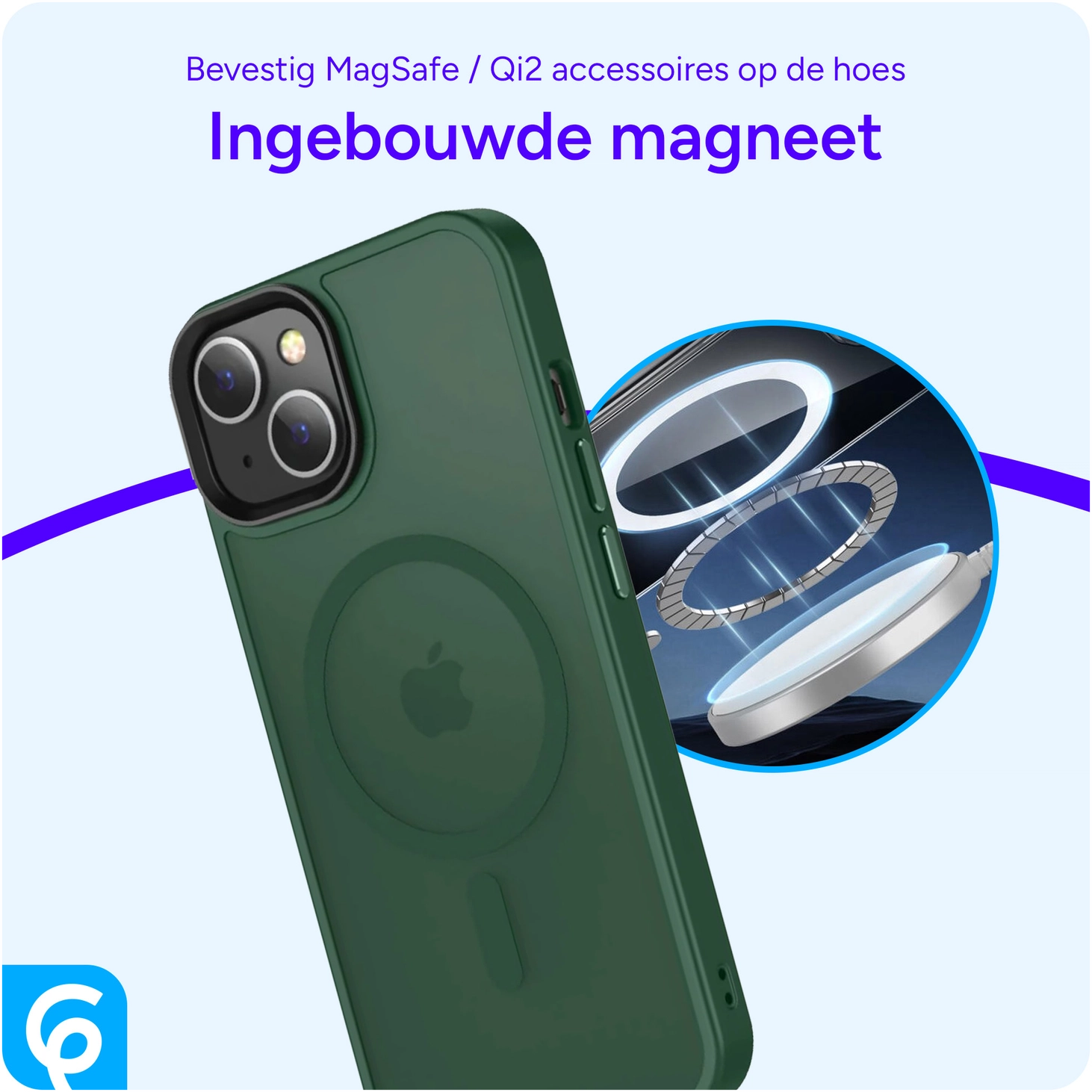 Apple iPhone 15 Hoesje met MagSafe Back Cover Matte Donkergroen afbeelding 8